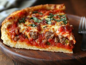 A Delicious Slice Of Chicago Deep Dish Pizza