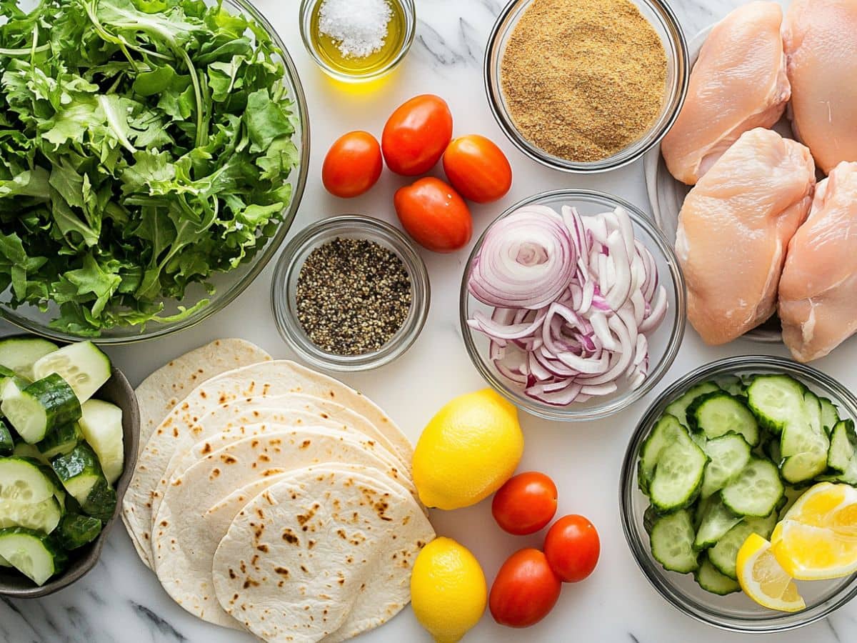 All The Ingredients You Need For Grilled Chicken Wraps
