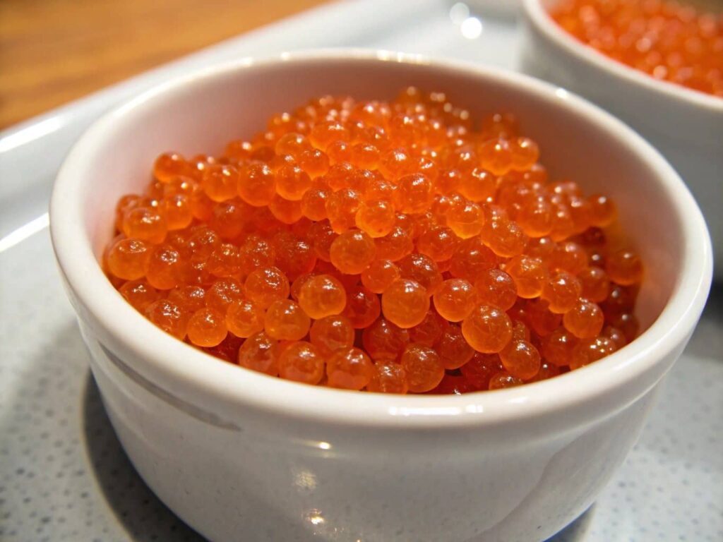 What is the difference between tobiko and ikura : Fresh Tobiko The Crunchy Fish Roe