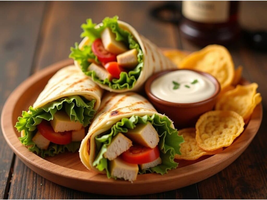 Grilled Chicken Wraps Paired With Crispy Potato Chip