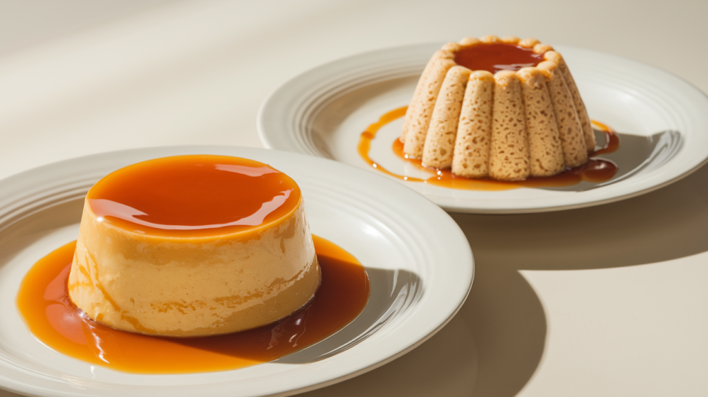 Difference Between Flan and Quesillo: Flan and quesillo desserts on a plate