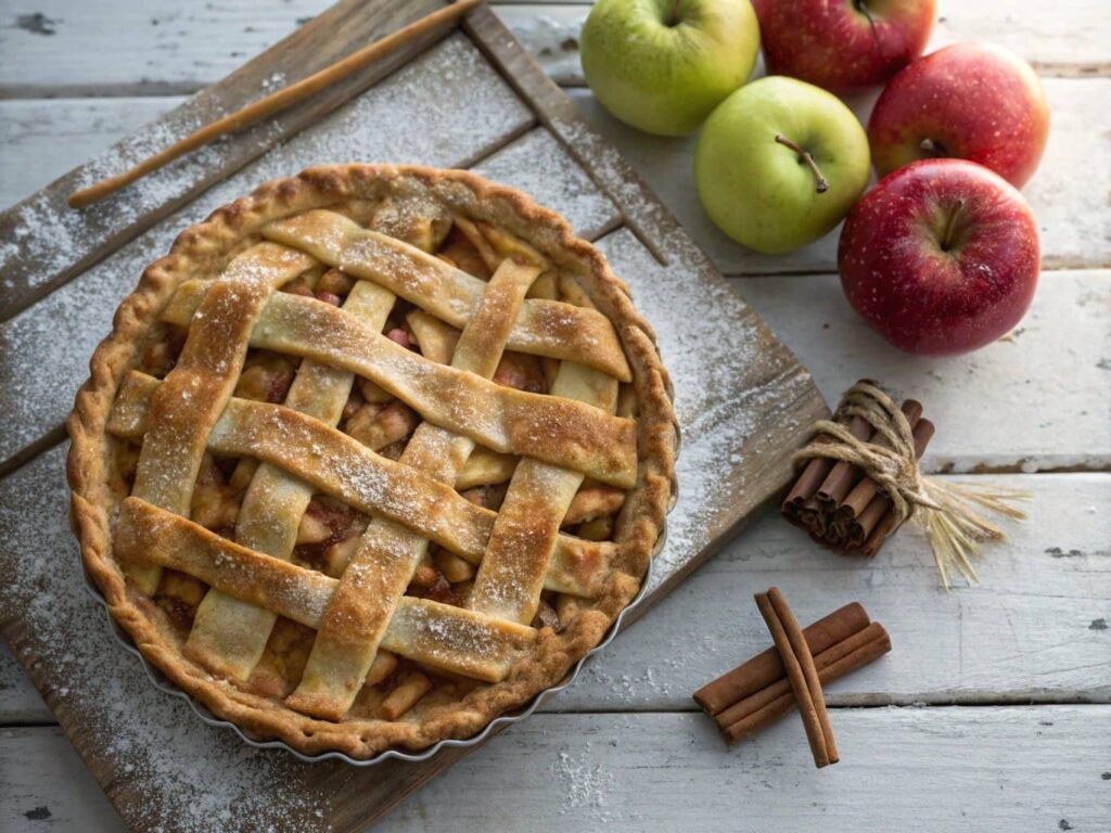 apple pie with a golden crust