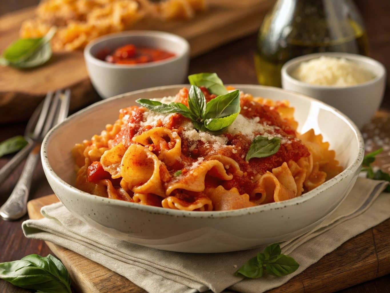 A Bowl Of Delicious Campanelle Pasta
