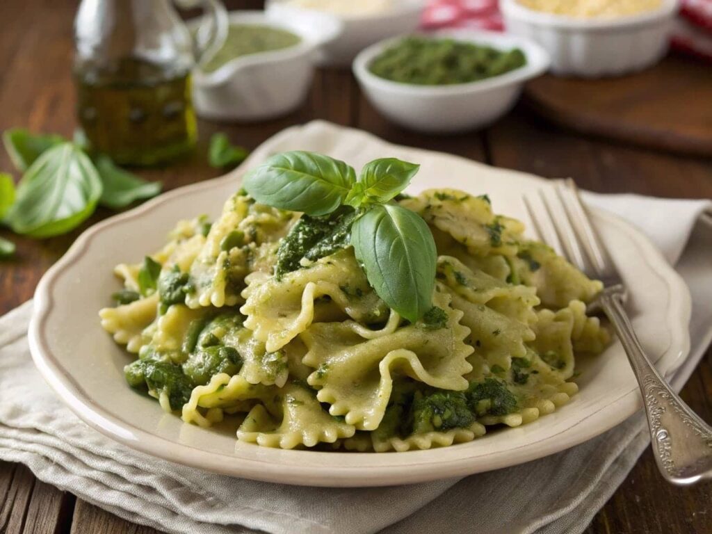 Where did campanelle pasta originate: Campanelle Pasta With Pesto Sauce