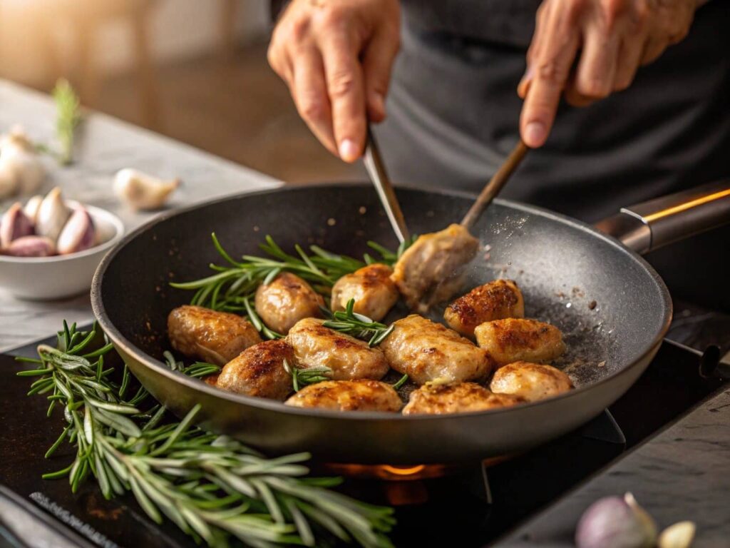 Cooking Chicken Hearts In A Pan