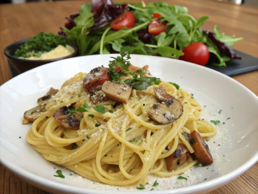 Pairing Carbonara With A Fresh Green Salad